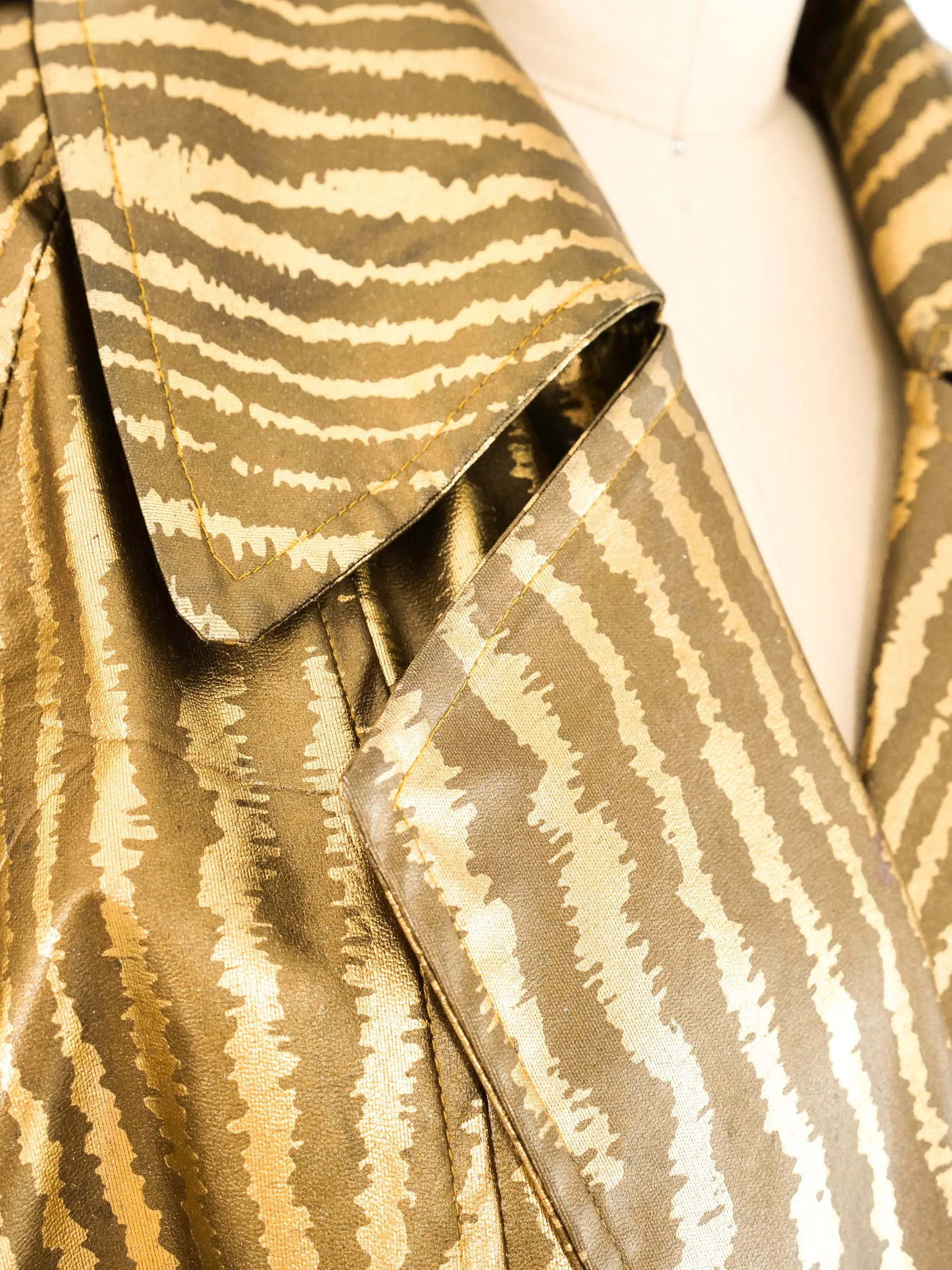 1980's Striped Gold Trench Coat