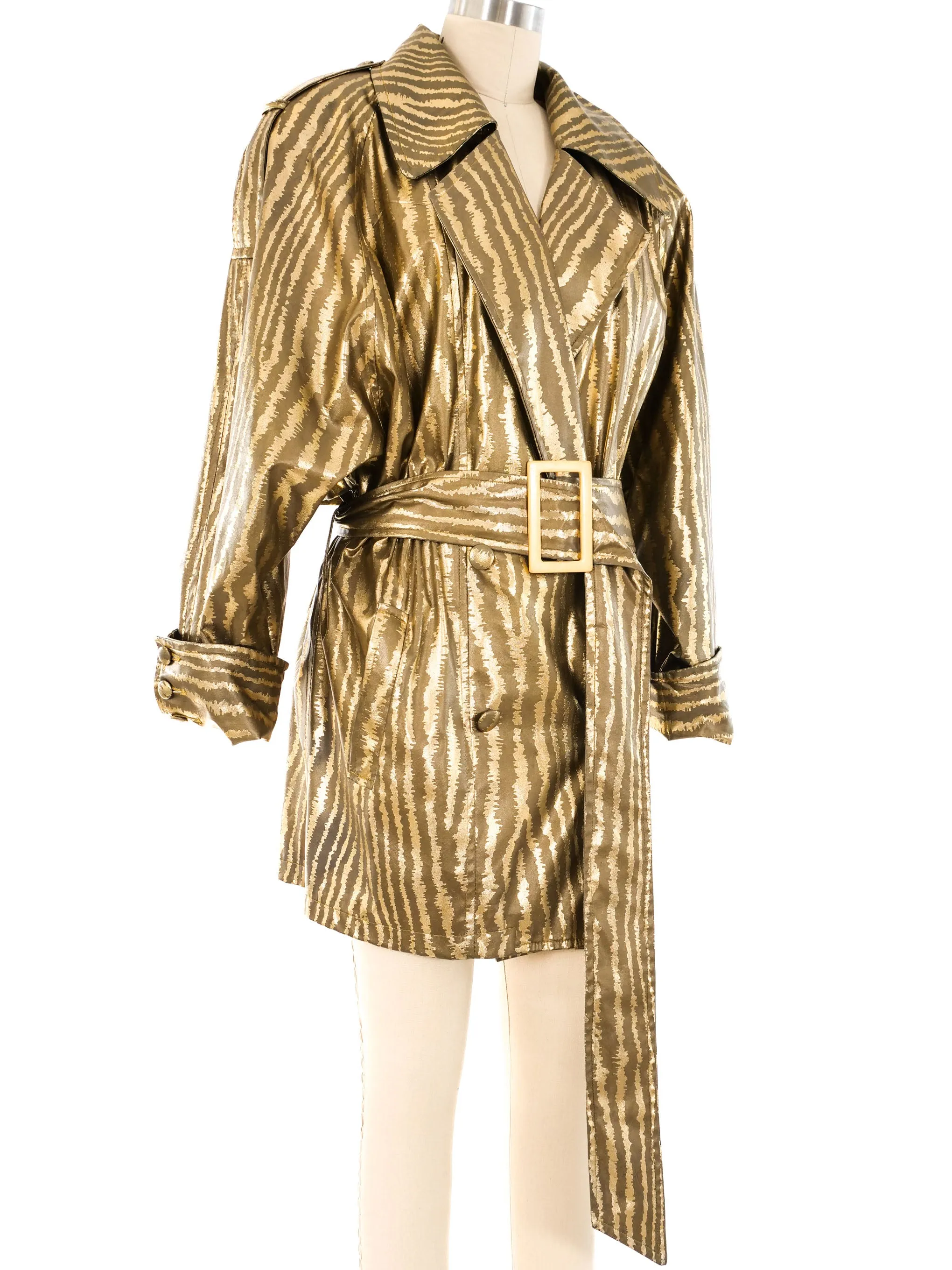 1980's Striped Gold Trench Coat